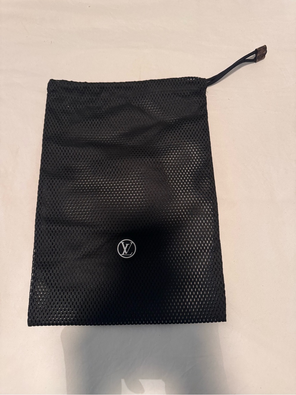 Louis Vuitton Black Mesh Drawstring Pouch with LV Emblem